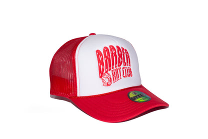 Barber hat club red trucker