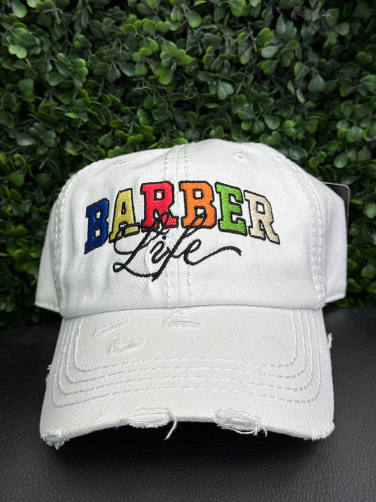 Barber life white dad hat