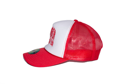 Barber hat club red trucker