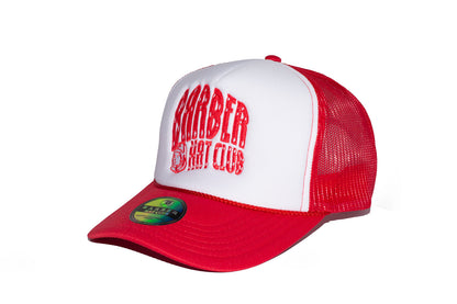 Barber hat club red trucker