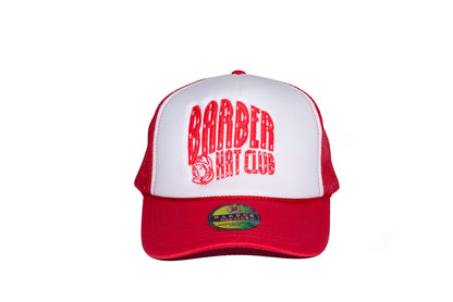 Barber hat club red trucker