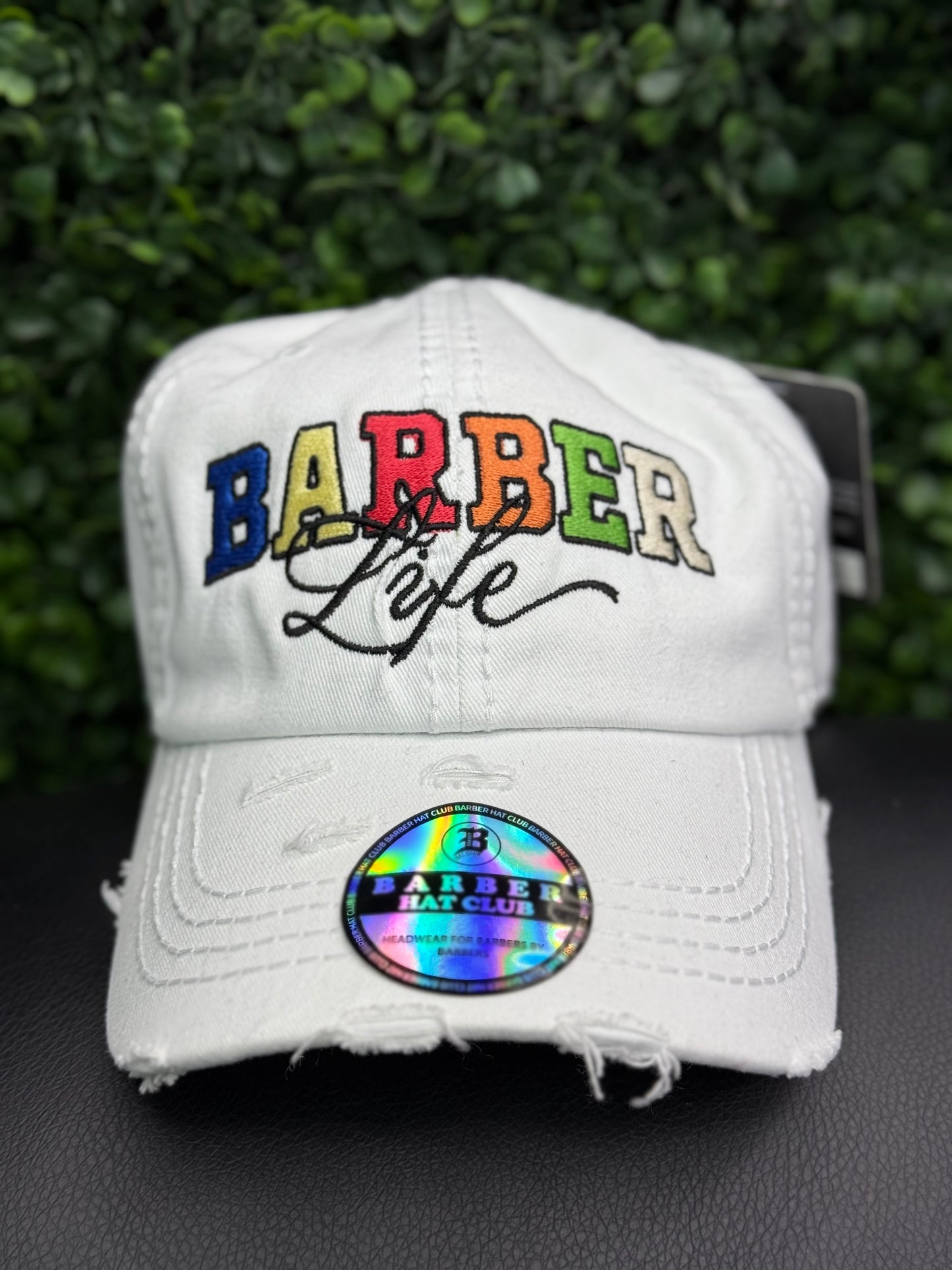 Barber life white dad hat