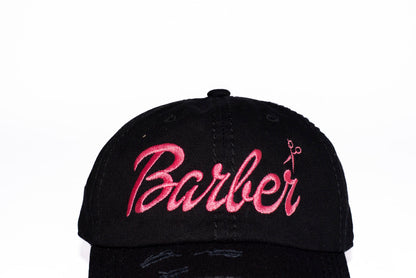 Barbie Barber Distressed Dad Hat – Adjustable Embroidered Logo (Customizable)