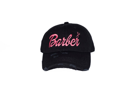 Barbie Barber Distressed Dad Hat – Adjustable Embroidered Logo (Customizable)