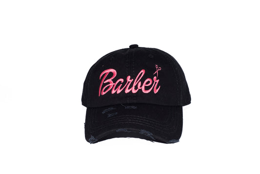 Barbie Barber Distressed Dad Hat – Adjustable Embroidered Logo (Customizable)