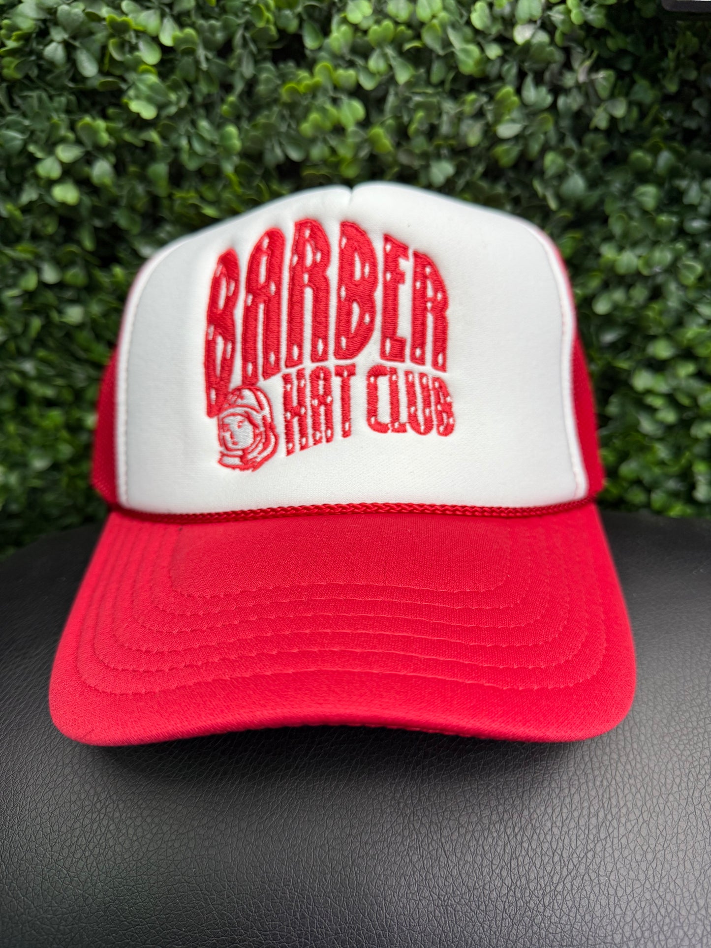 Barber hat club red trucker