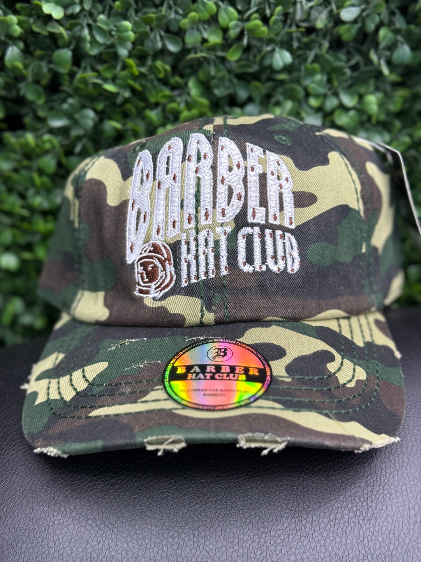 Camo barber hat club dad hat