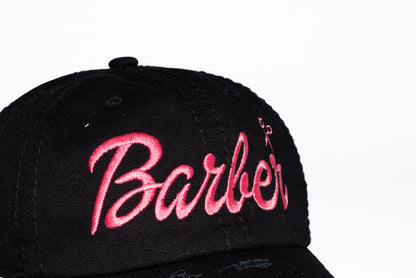 Barbie Barber Distressed Dad Hat – Adjustable Embroidered Logo (Customizable)