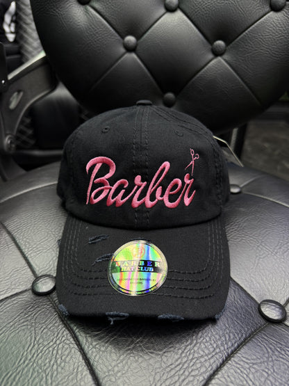 Barbie Barber Distressed Dad Hat – Adjustable Embroidered Logo (Customizable)