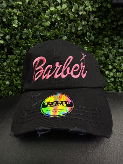 Barbie Barber Distressed Dad Hat – Adjustable Embroidered Logo (Customizable)